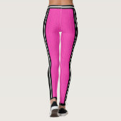 Sportteam Naam Nummer Zwart Roze Gestreept Leggings (Achterkant)