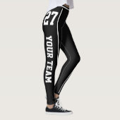 Sportteam Naam Nummer Zwart Wit Gestreept Leggings (Rechts)