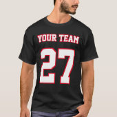 Sportteam Naam Rood wit overzicht T-shirt (Voorkant)