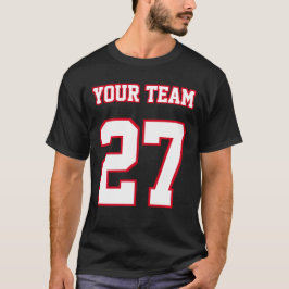 Sportteam Naam Rood wit overzicht T-shirt