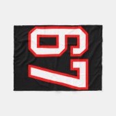 Sportteam Nummer #67 Wit Rood Varsity Nummer 67 Fleece Deken (Voorkant (Horizontaal))