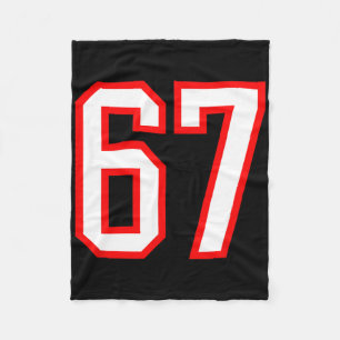 Sportteam Nummer #67 Wit Rood Varsity Nummer 67 Fleece Deken