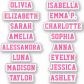 Sportteam Roze Meisje Aangepaste 16 Namen Set Sticker (Voorkant)