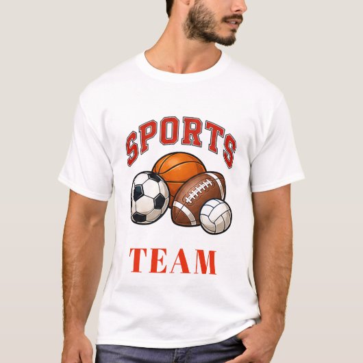 🏀 Sportteam Staf Typografie 👕 T-shirt (Voorkant)