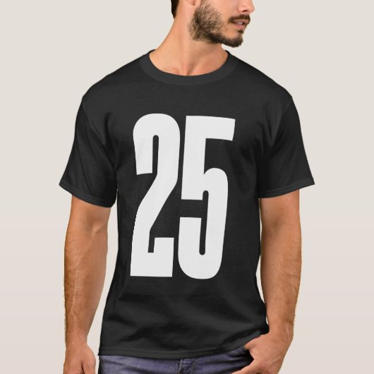 Sportteam Wit nummer #25 T-shirt (Voorkant)