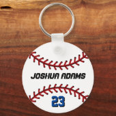 Sportteam: witte honkbalhoofdketen sleutelhanger (Voorkant)