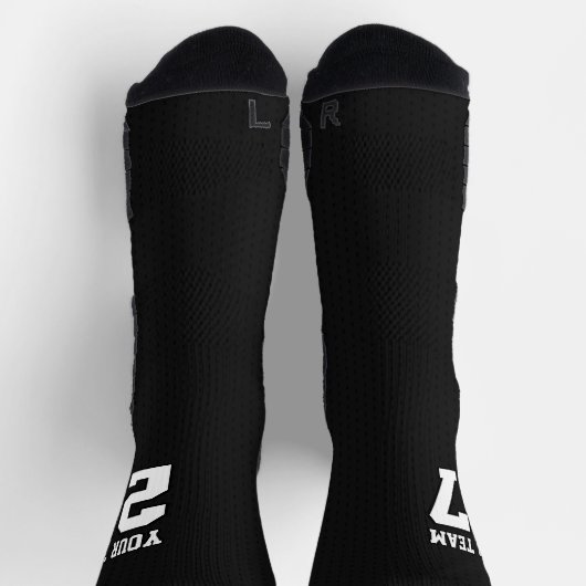 Sportteam Zwart Wit Naam Nummer Basketbal Sokken (Top)