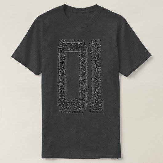 SportteamNummer 01 jaar 2001 Midnight Black T-shirt (Design voorkant)