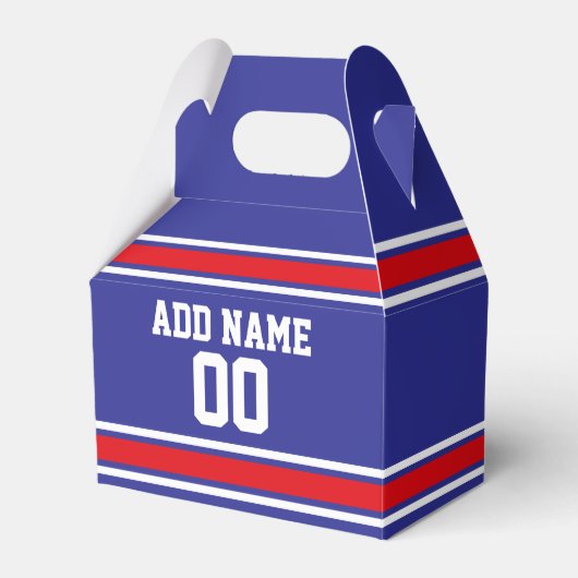 Sportteamshirt met aangepaste naam en nummer bedankdoosjes (Voorkant Zijde)