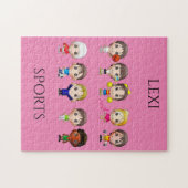 Sporttekenfilmfiguren, kinderpuzzel. legpuzzel (Horizontaal)