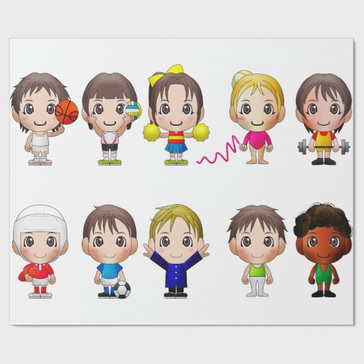 sporttekens voor cartoon in de onmiddellijke verpa cadeaupapier (Vlak)