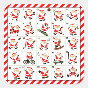 Sporttelling kerstdagen vierkante sticker
