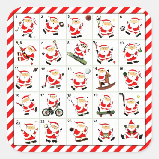 Sporttelling kerstdagen vierkante sticker (Voorkant)