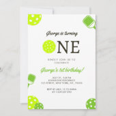 Sportthema 1e verjaardag van Pickleball Ball Paddl Save The Date (Voorkant)