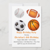 Sportthema 8e verjaardag van uitnodigingen (Voorkant)