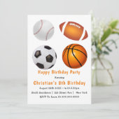 Sportthema 8e verjaardag van uitnodigingen (Staand voorkant)