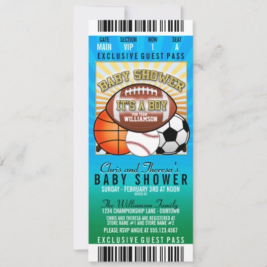 Sportthema Baby shower partij Kaart (Voorkant)