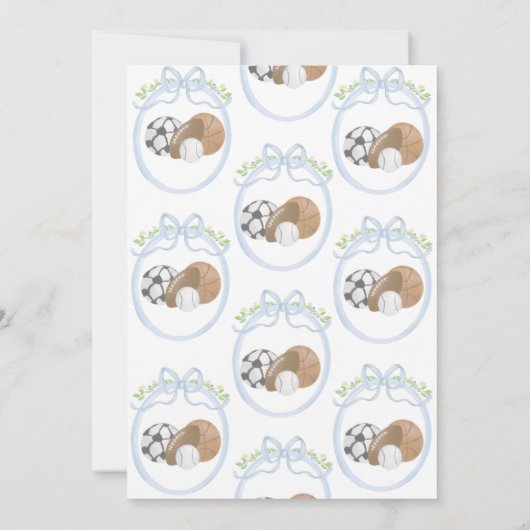 Sportthema baby shower Waterverf Kaart (Achterkant)