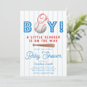 Sportthema Baseball Baby shower Kaart (Staand voorkant)