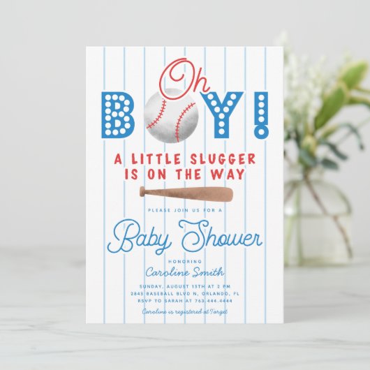 Sportthema Baseball Baby shower Kaart (Staand voorkant)