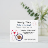 Sportthema Birthday Party - uitnodiging (Staand voorkant)