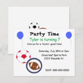 Sportthema Birthday Party - uitnodiging (Voorkant / Achterkant)