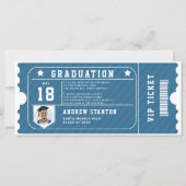 Sportthema Blauwe Foto Afstuderen Uitnodiging (Voorkant)