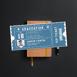 Sportthema Blauwe Foto Afstuderen Uitnodiging