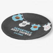 Sportthema Chalkboard Blue Boy Baby shower Papieren Bordje (Gekanteld)