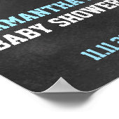 Sportthema Chalkboard Blue Boy Baby shower Poster (Hoek)