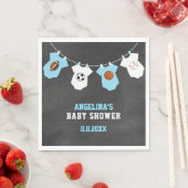 Sportthema Chalkboard Blue Boy Baby shower Servet (Insitu)