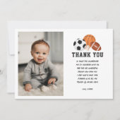 Sportthema Geboren 2 Ball Boy Verjaardagsfeestfoto Bedankkaart (Voorkant)