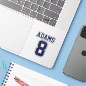 Sportthema Gepersonaliseerde naam en nummer Sticker (Laptop met iPhone)