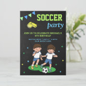 Sportthema Kinder Voetbal Verjaardagsfeest Kaart (Staand voorkant)