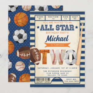 Sportticket 2e verjaardagsfeestje kaart