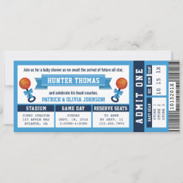 Sportticket Baby shower Invitation, Blauw Kaart