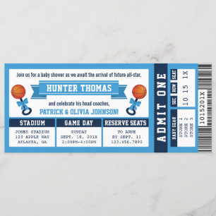 Sportticket Baby shower Invitation, Blauw Kaart