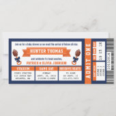 Sportticket Baby shower Invitation, blauw, Sinaasa Kaart (Voorkant)
