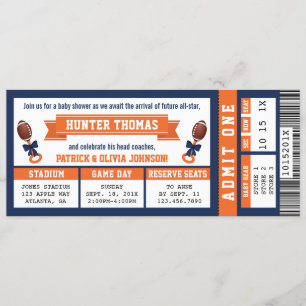 Sportticket Baby shower Invitation, blauw, Sinaasa Kaart