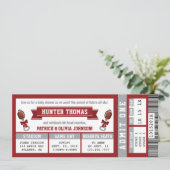 Sportticket Baby shower Invitation, Crimson Kaart (Staand voorkant)