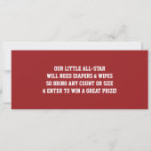Sportticket Baby shower Invitation, Crimson Kaart (Achterkant)
