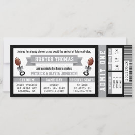 Sportticket Baby shower Invitation, Zwart, Grijs Kaart