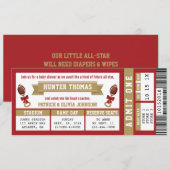 Sportticket Baby shower Nodig Scarlet, Gold uit Kaart (Voorkant / Achterkant)