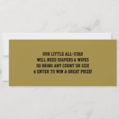 Sportticket Baby shower uitnodiging, zwart, goud Kaart (Achterkant)