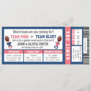 Sportticket Gender onthullen Uitnodiging, Football Kaart