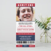 Sportticket vrijgezellenfeest uitnodigingen (Staand voorkant)