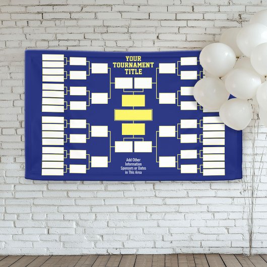 Sporttoernooi Bracket blauw geel - 32 teams Spandoek