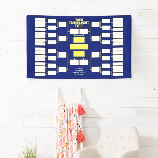 Sporttoernooi Bracket blauw geel - 32 teams Spandoek (Insitu)