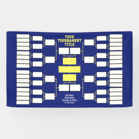 Sporttoernooi Bracket blauw geel - 32 teams Spandoek (Horizontaal)