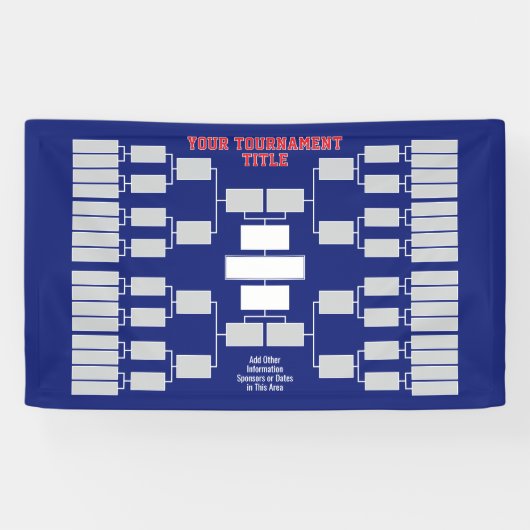 Sporttoernooi Bracket blauw rood - 32 teams Spandoek (Horizontaal)